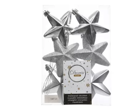 Ster 4 stuks plastic Zilver