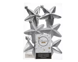 Ster 4 stuks plastic Zilver