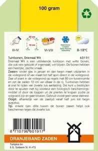 Tuinbonen Driemaal Wit, 100g Oranjeband - afbeelding 2