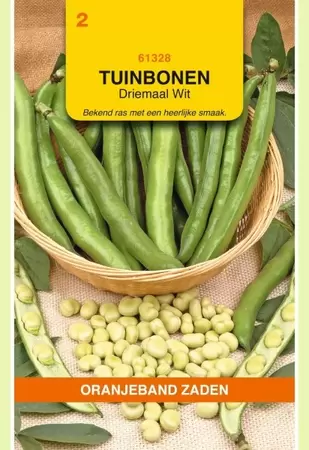 Tuinbonen Driemaal Wit, 15g Oranjeband - afbeelding 1