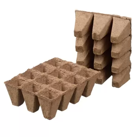 Turfpottrays H5x4x4cm set à 6 trays van 12 stuks - afbeelding 1