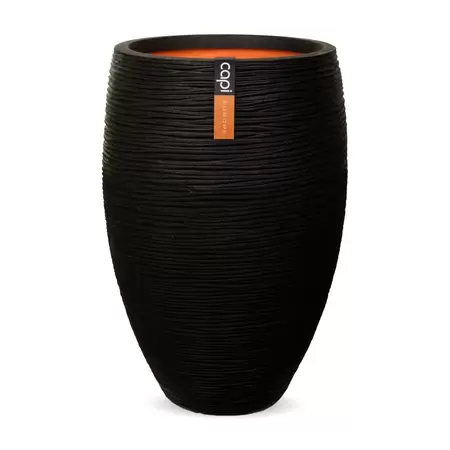 Capi Nature Rib Vaas Elegant Deluxe ⌀45cm h72 Zwart
