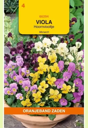 Viola, Hoornviooltje gemengd Oranjeband - afbeelding 1