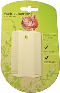 Vlooienkam kat 2-zijdig plastic wit