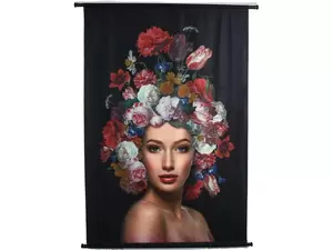 Wanddoek Lady Flowers Velvet Multi 105x2.5x136cm