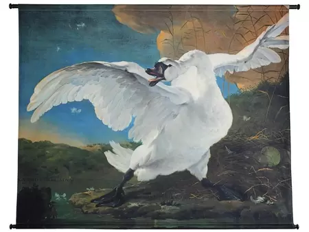 Wanddoek Swan Velvet White 146x110cm