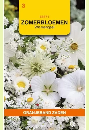 Zomerbloemen mengsel, wit Oranjeband - afbeelding 1